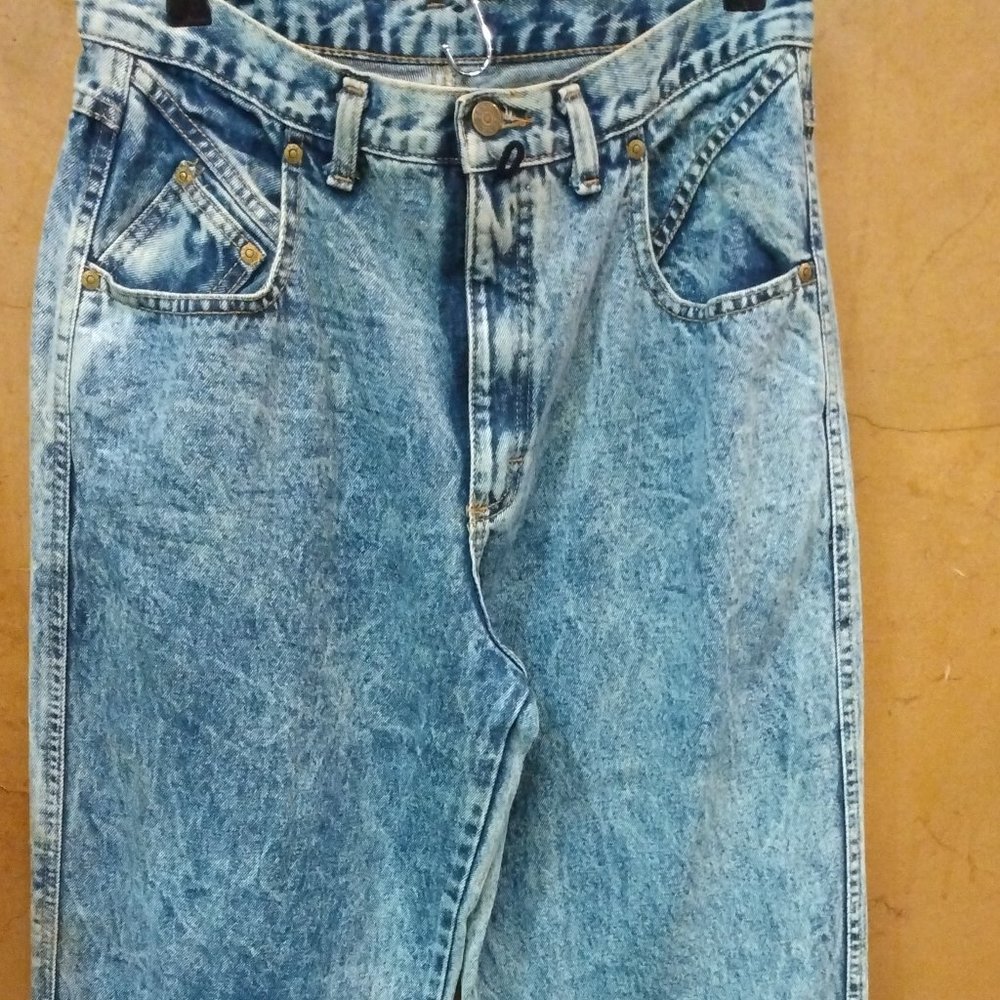 VNTG ZENA ACID WASH 80's MOM JEANS Size 14